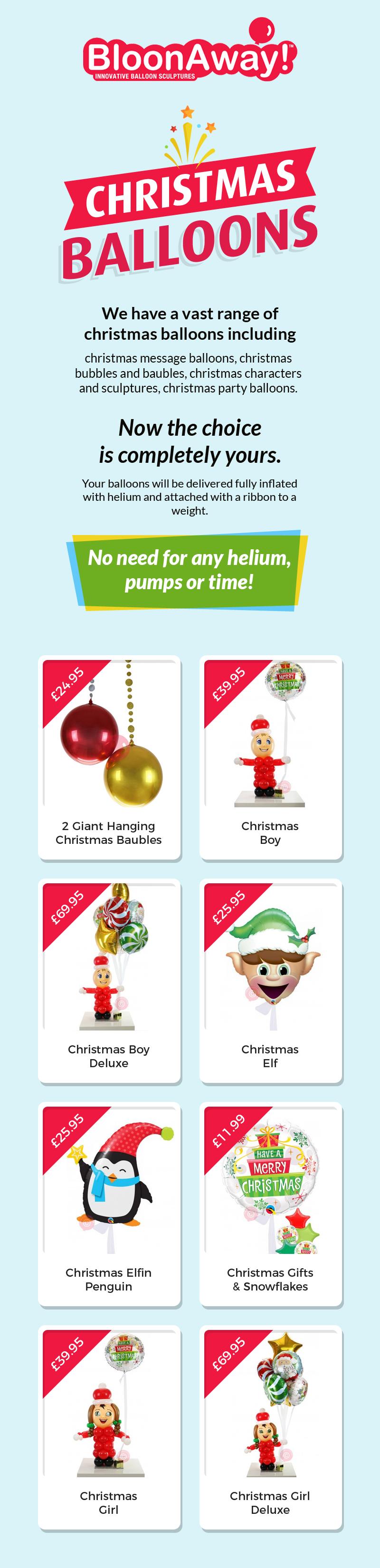 Shop for Christmas Balloons Online in UK from BloonAway