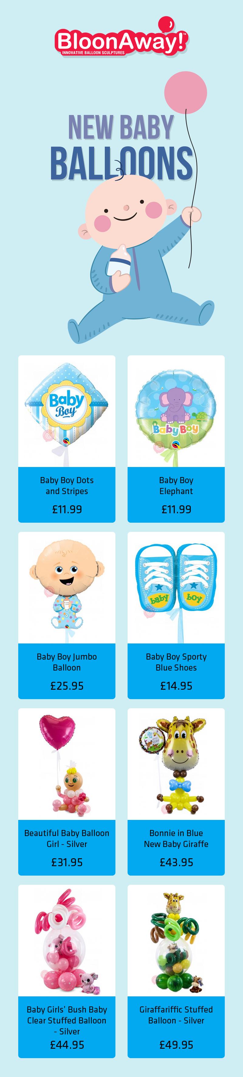 Shop High-Quality Personalised New Baby Balloons Online at BloonAway