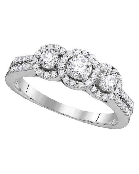 3-Stone Diamond Engagement Ring In 14k White Gold (.75ct)